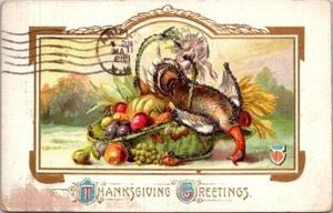 Thanksgiving Vintage Postcard Turkey Gobbler Celebration Festival Home Holiday - Picture 1 of 2