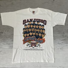 Vintage 90s MLB San Diego Padres League Champs Baseball Caricature Shirt Large