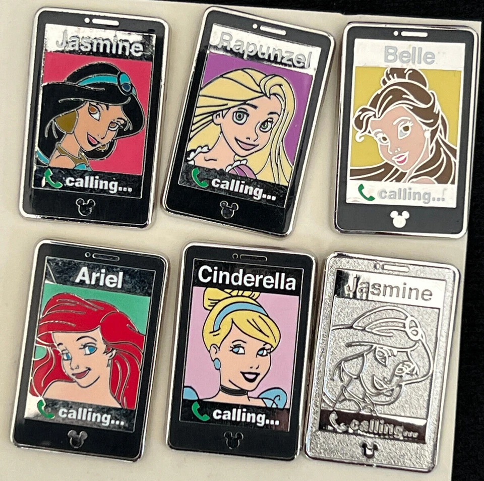 Complete Set of Disney Princess Mobile Phones 2014 Hidden Mickey Pins - Image 1 of 1