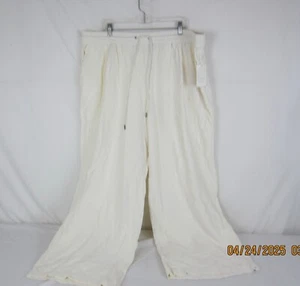 Women's A New Day Wide Leg High Rise Drawstring Pants Cream 2X - Picture 1 of 14