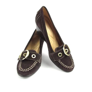 Naturalizer Wedge Brown Suede Womens Shoes size 6 buckle - Picture 1 of 12