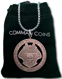 Hobo geschnittene Münzkette Harley Davidson Motorrad Biker Schädel Schmuck Kunst Dollar - Bild 1 von 4