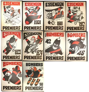 1897 - 1950 Essendon Premiers Weg X 10 Premiership Bombers posters - Picture 1 of 11