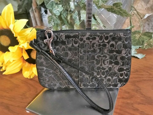 COACH HOLIDAY LUREX SIGNATURE PICCOLO PORTAFOGLIO DA POLSO BORSA BORSETTA BORSETTA