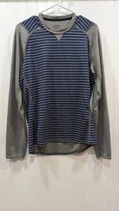 Patagonia C585 Hombre Gris Azul Rayas Base Capa Talla Mediana 100% Poliéster Largo - Imagen 1 de 5