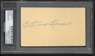 Index Card Auto Elmer Tiny Leonard Debut 1911 Philadelphia A's PSA/DNA D.1981 - Image 1 of 2