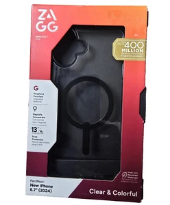 ZAGG Santa Cruz Snap Case for iPhone 16 PLUS 6.7" NOT PRO MAX Black Clear - Picture 1 of 3