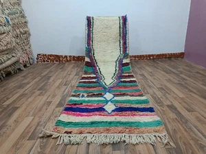 beige Wool Runner, Moroccan Berber rug Runner, Boujad Runner Rug. Multicolor - Picture 1 of 18