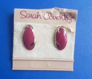 Vintage Gold Tone Sarah Coventry Earrings with Red Enamel Design - Picture 1 of 4