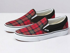 plaid vans slip ons