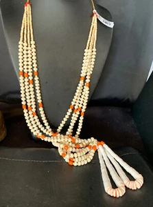 Koralle & Orange Stachelige Auster Perlen 4 Stränge Santo Domingo 30" Halskette 11991 - Bild 1 von 12