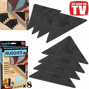 8 X RUG CARPET MAT GRIPPERS RUGGIES NON SLIP SKID REUSABLE WASHABLE GRIPS uk - Picture 1 of 4