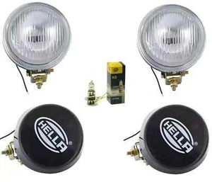 Pair Hella Round Fog Lamp Clear Glass + Cover With H3 12V 55 Bulb Universal - Bild 1 von 4