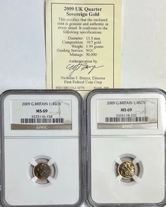 2009 G. Britain 1/4 SOV MS69 NGC SET OF 2 - Bild 1 von 4