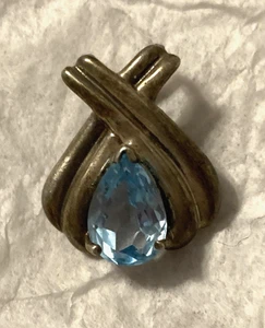 Collar colgante vintage de plata de ley 925 con piedra azul o vidrio - Imagen 1 de 4