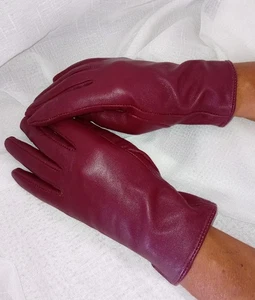Burgundy Leather Gloves. By NEXT. SIZE medium. - Picture 1 of 4