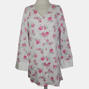 Abito camicia da notte collezioni ecc floreale taglia XL cotone con bottoni e polsini in raso - Foto 1 di 6