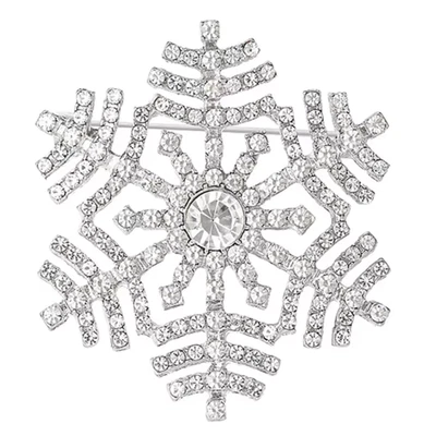 闪亮圣诞雪花胸针水晶银针假日冬季珠宝首饰礼物 — 第 1/4 张图片