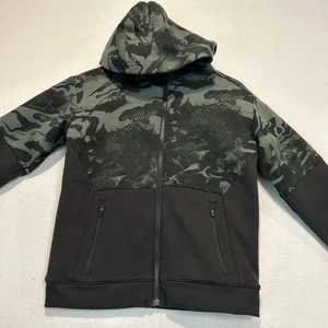 DSG Boys Sport Sherpa Jacket Medium Green Black Stretch Long Sleeve Full Zip - Picture 1 of 12