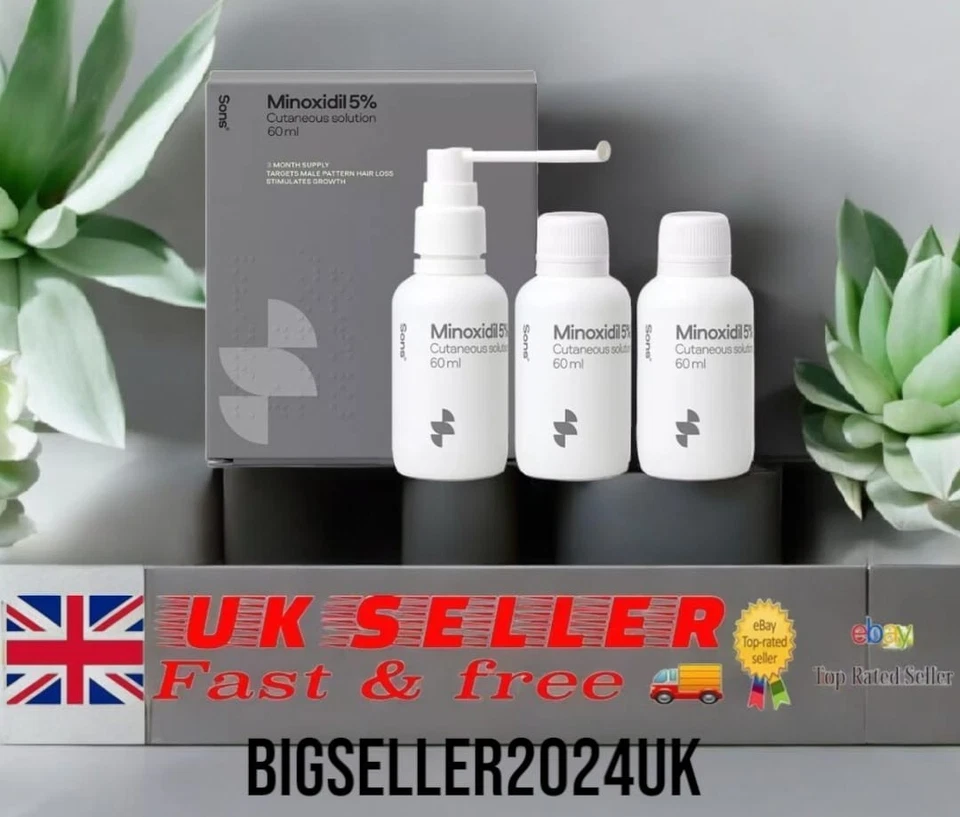 Sons Minoxidil 5% Men Top Brand UK for Scalp/Hair Loss Treatment 3-month Supply