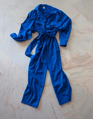 Gottex Blue Jumpsuit Vintage 70s 80s Women's - Image 1 of 4
