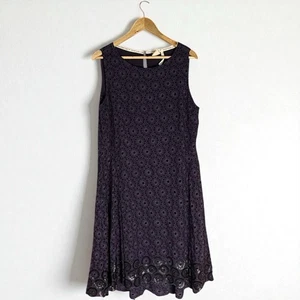 White Stuff Dress Womens UK 16 Dark Purple Embroidered Floral Sequin Boho Party - Picture 1 of 5