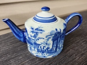 Flow Blue Ironstone Victoria Ware Teapot 5x8” - Picture 1 of 8