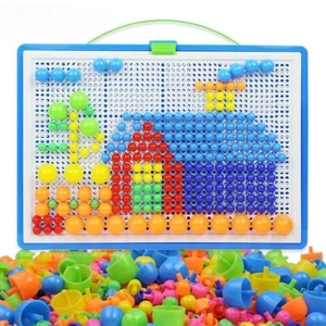 592X Mosaik Klammer Brett Puzzle Pilz Nägel frühe pädagogische Kinder Spielzeug - Bild 1 von 6
