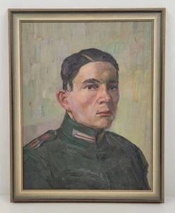 Militaria 1 WK. Antik Ölgemälde Portrait 1917 Soldat undeut signiert Alfred G... - Bild 1 von 15