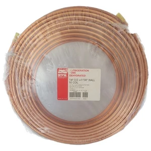 Streamline Copper Refrigeration Dehydrated Tube 1/4" O.Dx 0.030" Wall 50' Coil   - Picture 1 of 2