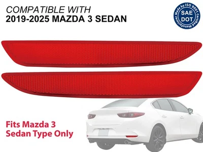 Par de reflectores de parachoques trasero para Mazda 3 Sedán 2019-2025 B0J8515L0 B0J8515M0 Foto 1 de 4