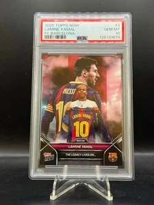 2025 Topps Now FC Barcelona FCB Lamine Yamal #2 Lionel Messi PSA 10 GEMA COMO NUEVO - Imagen 1 de 2