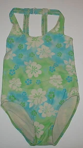 CIRCO - 1 PIECE GREEN & BLUE FLORAL PRINT BATHING SUIT - 6 / 6X - FREE SHIPPING - Picture 1 of 2