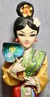Vintage 10.50" Tall Asian Oriental Female Display Doll w Colorful Outfit & Fan