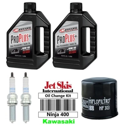 For Kawasaki Ninja 400 EX400 KRT Synthetic Oil Change Kit Oil Filter NGK LMAR9G - Image 1 of 4