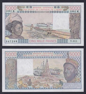 Billete África Occidental Senegal 5000 Francos 1992 P.-708Kq SPL++/XF++ - Imagen 1 de 1