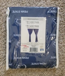 College Covers Penn State Nittany Lions 84" Curtains Panels 2 Tiebacks Blue New - Picture 1 of 6