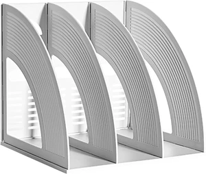 Magazine File Holders 3 Compartment Binder Stand Gray Magazine Storage Folder De - Picture 1 of 10
