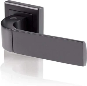 Yale Black Door Handle Bathroom Door Handles with Keyhole Covers Metal Bologna - Picture 1 of 7