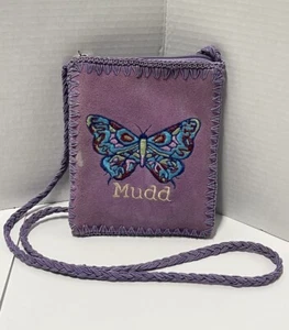 Y2K Mudd Crossbody Crochet Embroidered Butterfly Boho Fairy Festival Purple - Picture 1 of 6