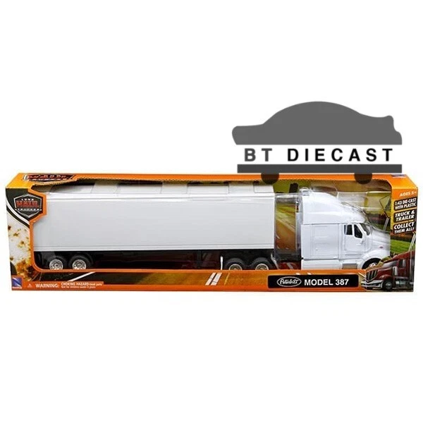 NEW RAY LONG HAUL TRUCKER PETERBILT MODEL 387 CONTAINER 1/43 ALL WHITE 15553 D - Image 1 of 1