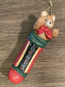 Vintage 1994 House of Hatten Teddybär Strumpf Night Before Christmas Ornament - Bild 1 von 6