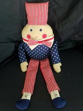 Patriotic Humpty Dumpty Shelf Sitter Pillow Uncle Sam 27" Tall Vintage Holiday