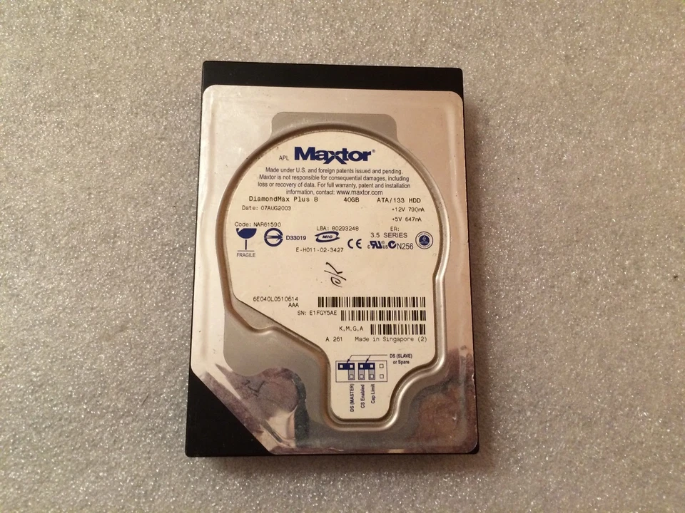Hard Disk Maxtor DiamondMax Plus 8 6E040L0-510614 40GB 7200RPM ATA-133 2MB IDE - Immagine 1 di 1