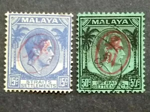 Straits Settlements 1942 Penang Ovpt Malaya Japanese Occupation - 1v MNH&1v Used - Picture 1 of 3