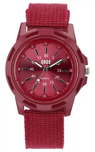 Armbanduhr Damen Herren Unisex Uhr Analog Quarz Watch Nylonarmband Rot QBOS - Bild 1 von 4