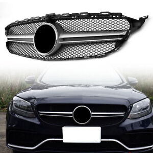 Front Grille Grill For Mercedes Benz C class W205 C250 C300 C350 15-18 W/Cemera
