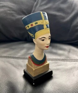 Vintage Queen Nefertiti Bust Ancient Egyptian Replica Painted Statue 7” - Picture 1 of 10