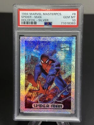 1994 Marvel Masterpieces #8 Spider-Man Silver Holofoil PSA 10 Gem Mint MCU - Image 1 of 2