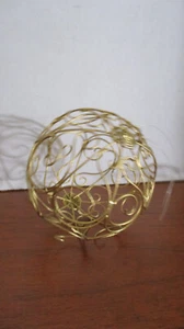 Set of 3 GOLD WIRE ORNATED BALL CHRISTMAS ORNAMENT - Picture 1 of 1